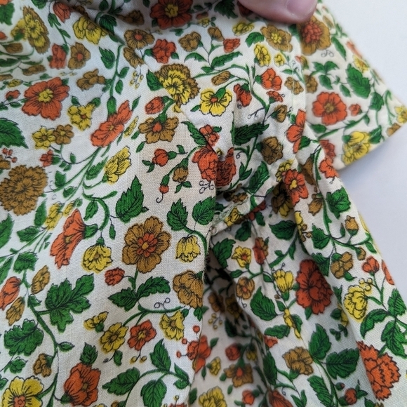 Vintage 70s Prairie Handmade Floral Flutter Sleeve Top Ditsy - Picture 13 of 15